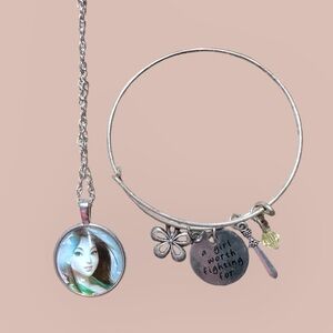 Disney Mulan necklace & Charm bracelet set